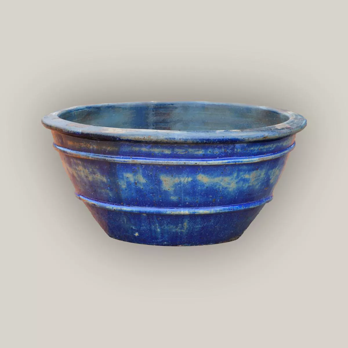 1-729R19 8211 Midnight Blue Rustic Low Bowl Ceramic Planter 8211 398221 x 398221 x 188221 Midnight Blue