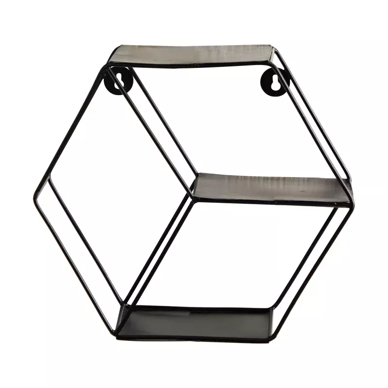 10 Black Matte Hexagon Wall Shelf