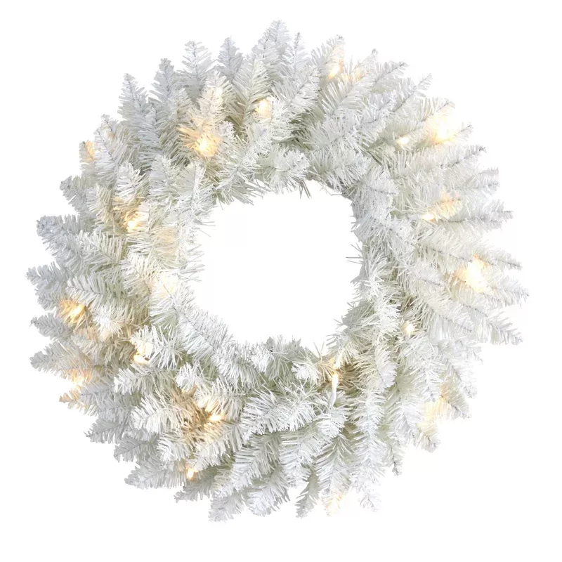 18 Colorado Spruce Artificial Christmas Wreath with 129 Bendable Branches and 20 Warm LED Lights