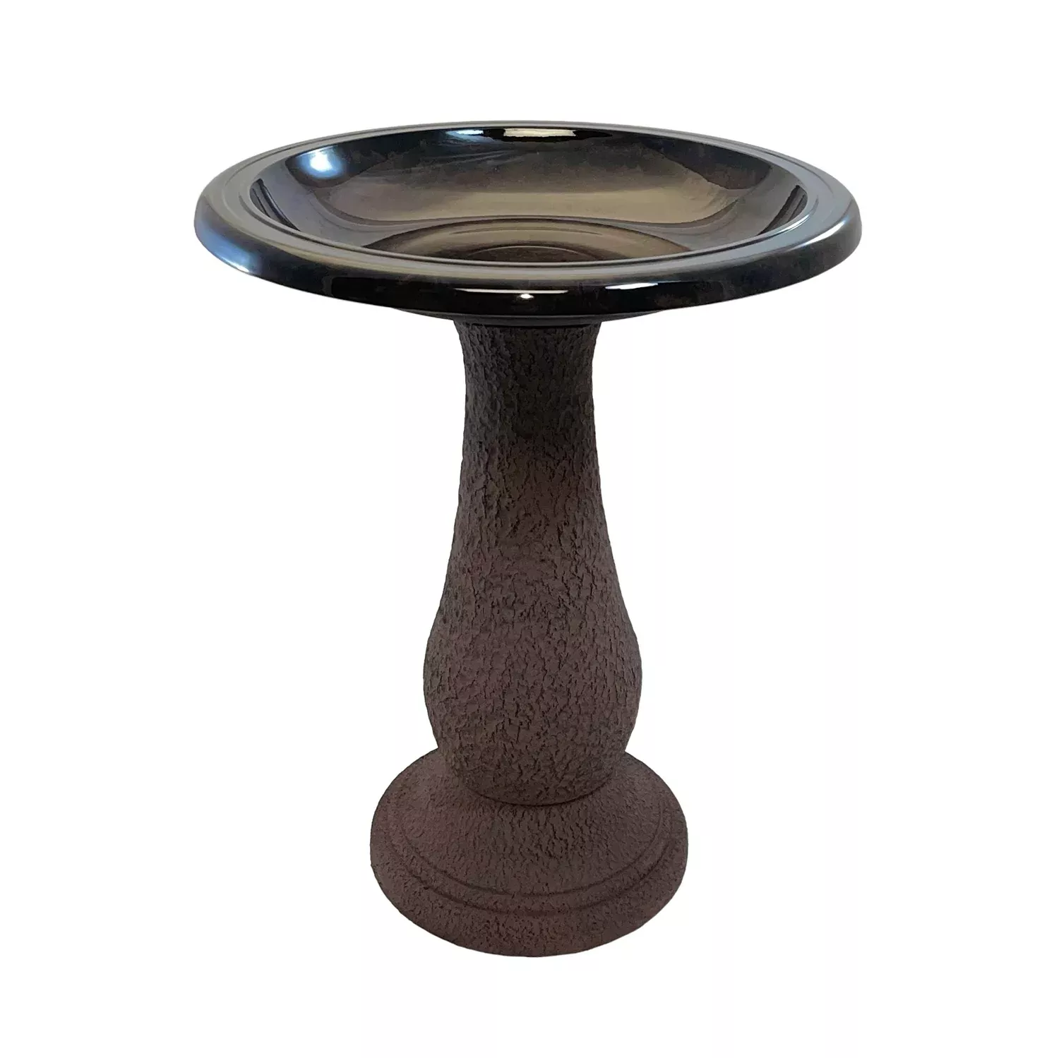 24″ Antique Brown Fiber Clay Birdbath