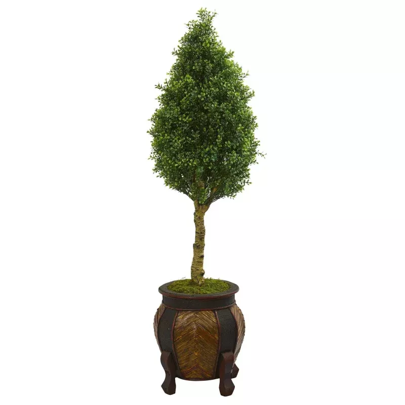 4.5 Boxwood Cone Artificial Tree in Decorative Planter