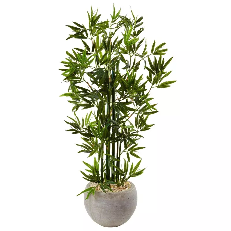 4 Green Bamboo Artificial Tree in Sand Colored Bowl