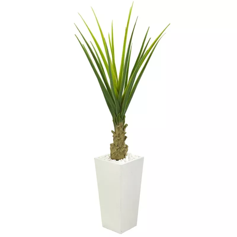 5 Agave Artificial Plant in White Planter