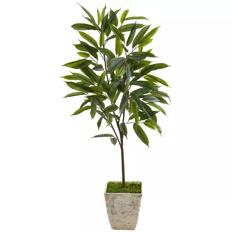 50 Ficus Artificial Plant in Country White Planter