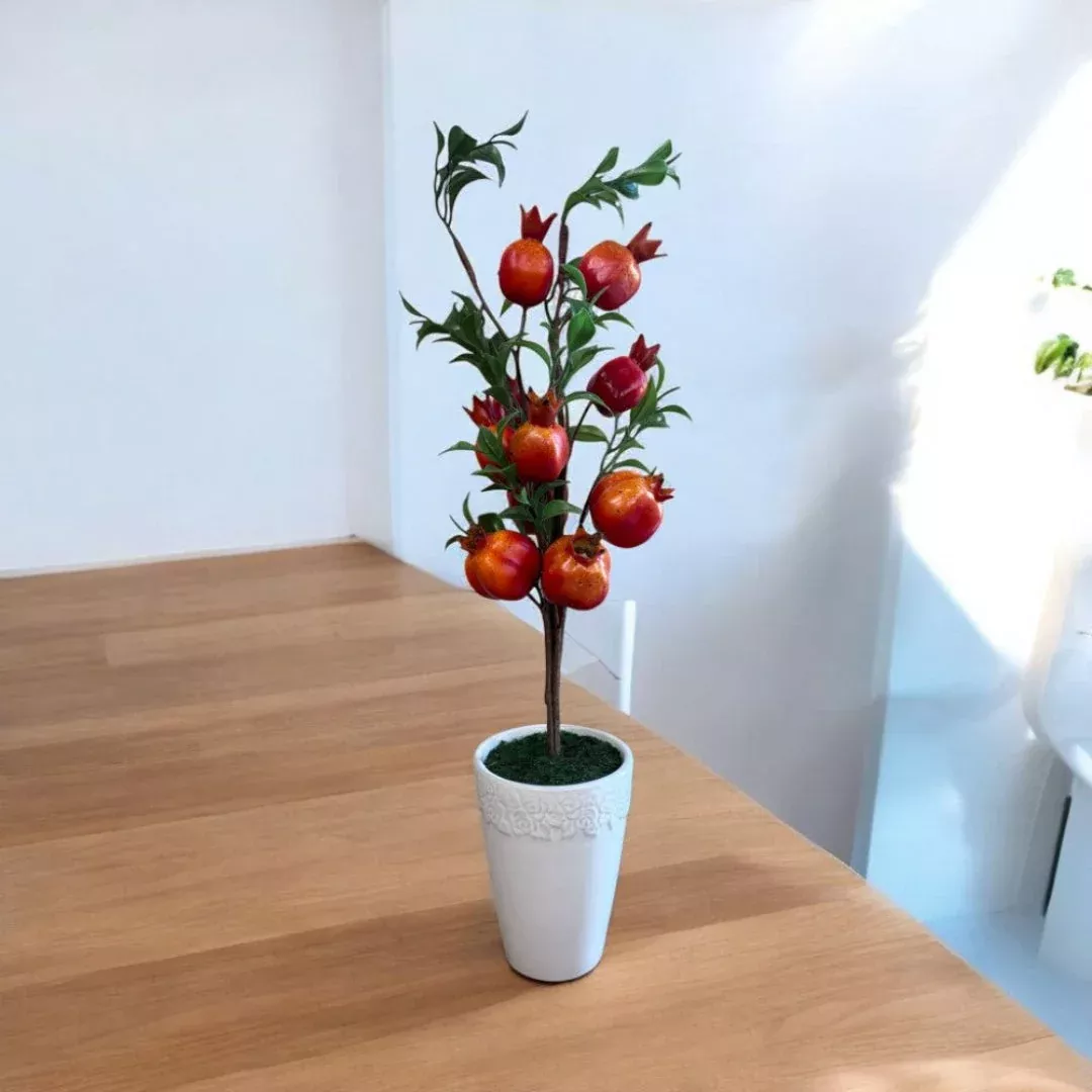 Artificial Pomegranate Plant – Vibrant Faux Fruit in Ceramic Pot