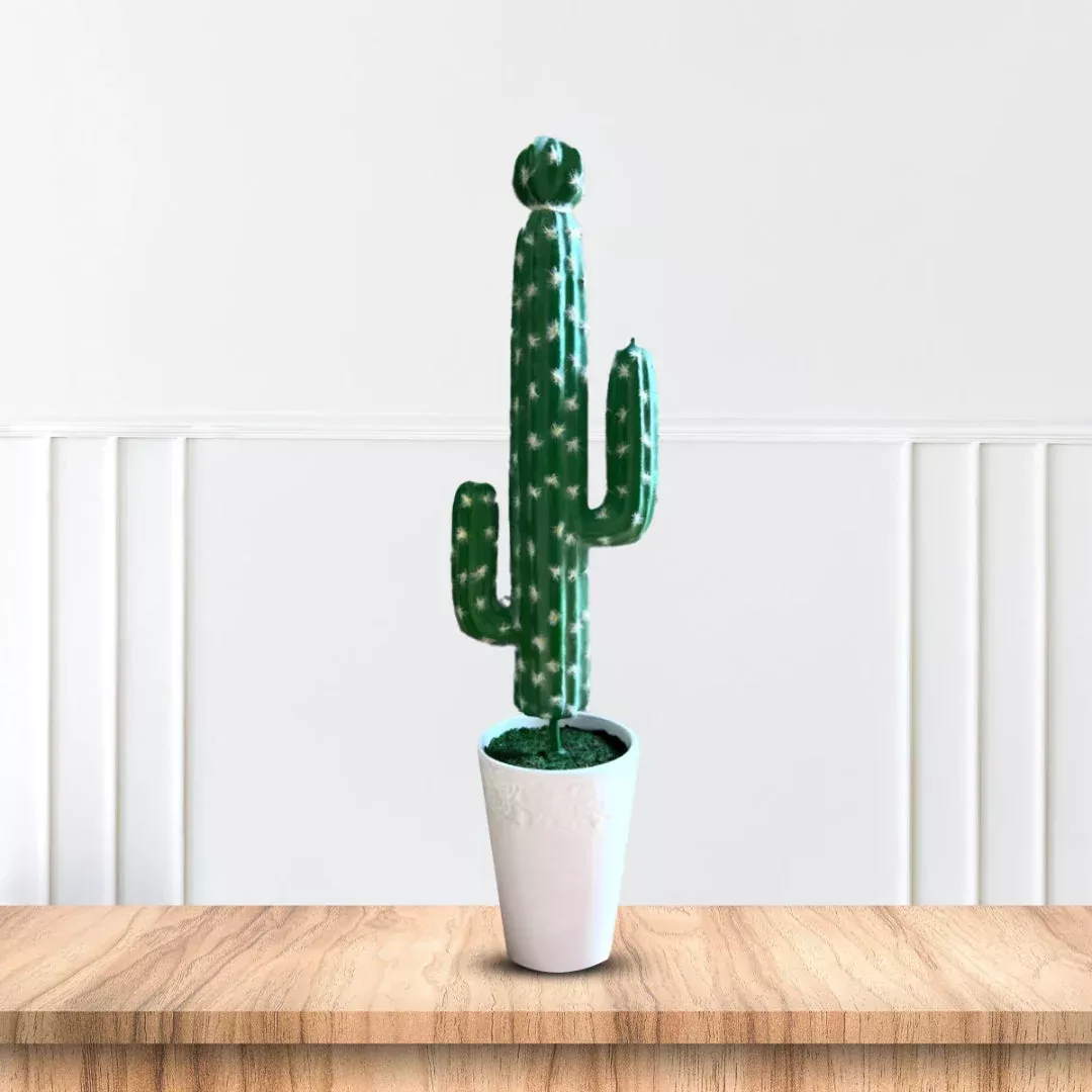 Artificial Tall Green Cactus – Desert Décor in Ceramic Pot
