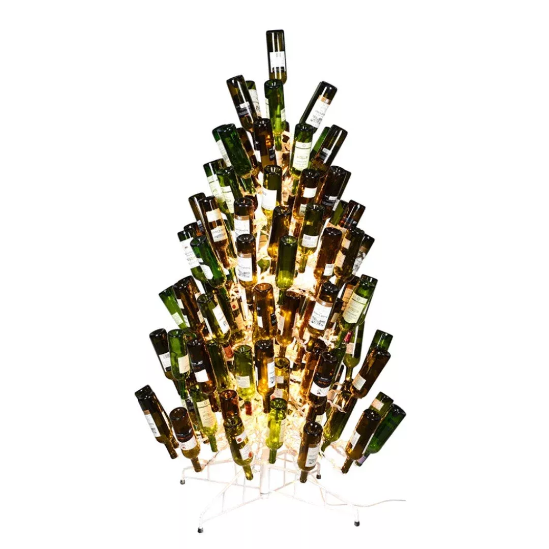 Artificial White Wine Bottle Tree – Modern Bottle-Shaped Holiday Décor