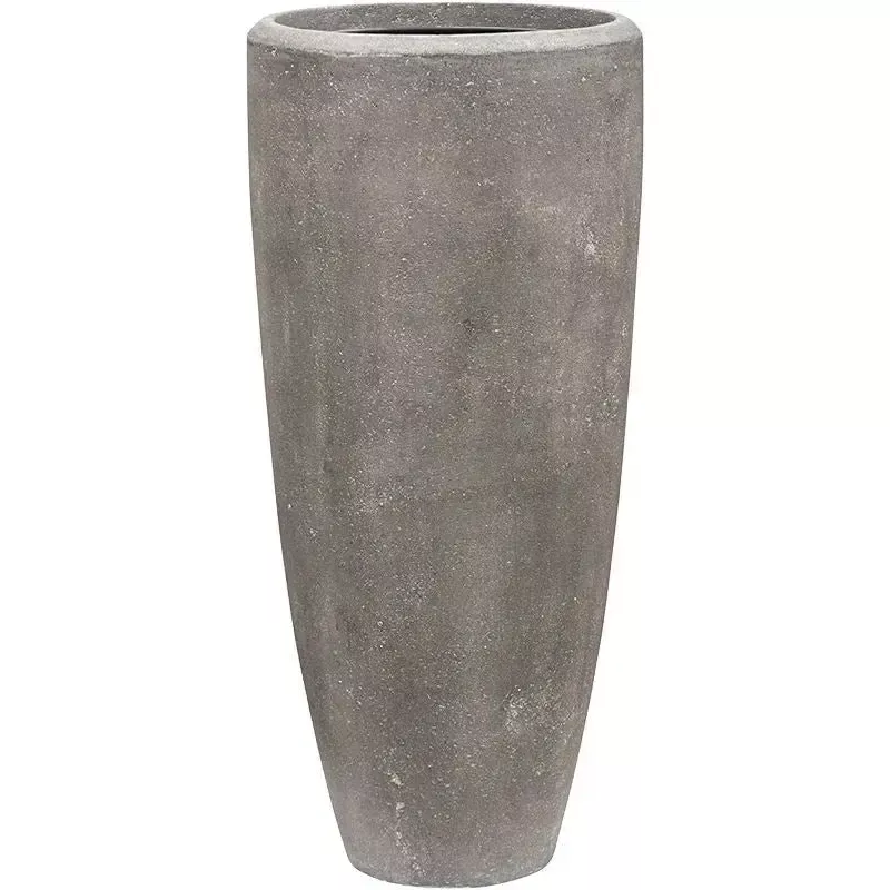 Baq Polystone Plain Plant Pot 90cm Height 27cm Dia Partner Grey (with liner)