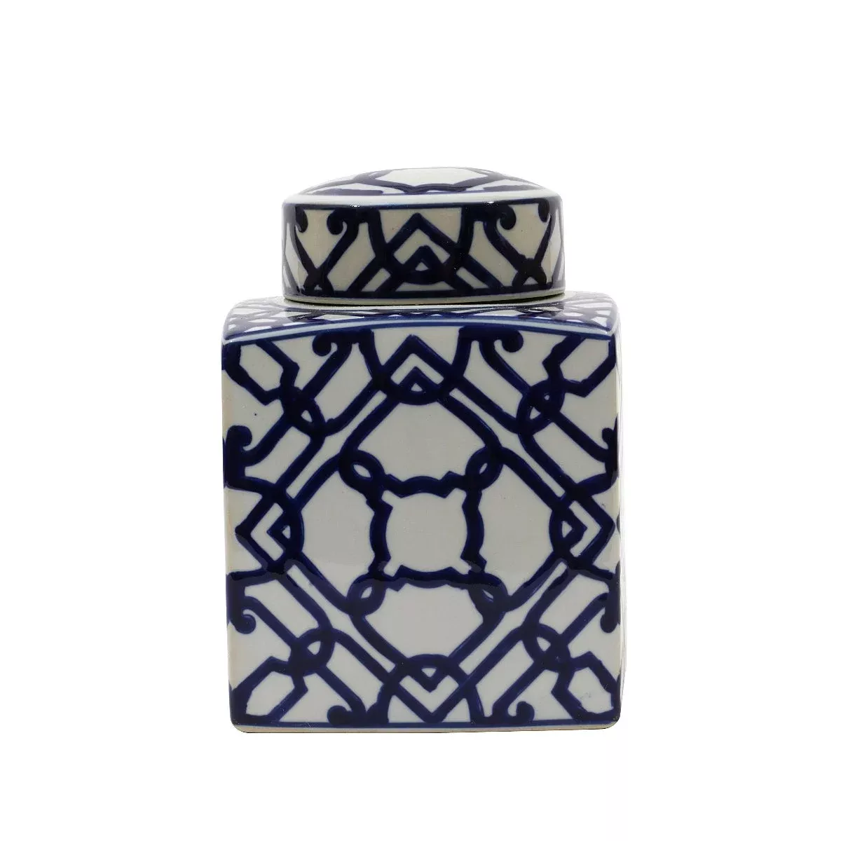 Blue & White Square Ginger Jar