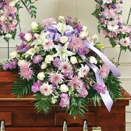 Cherished Memories Lavender Half Casket Cover