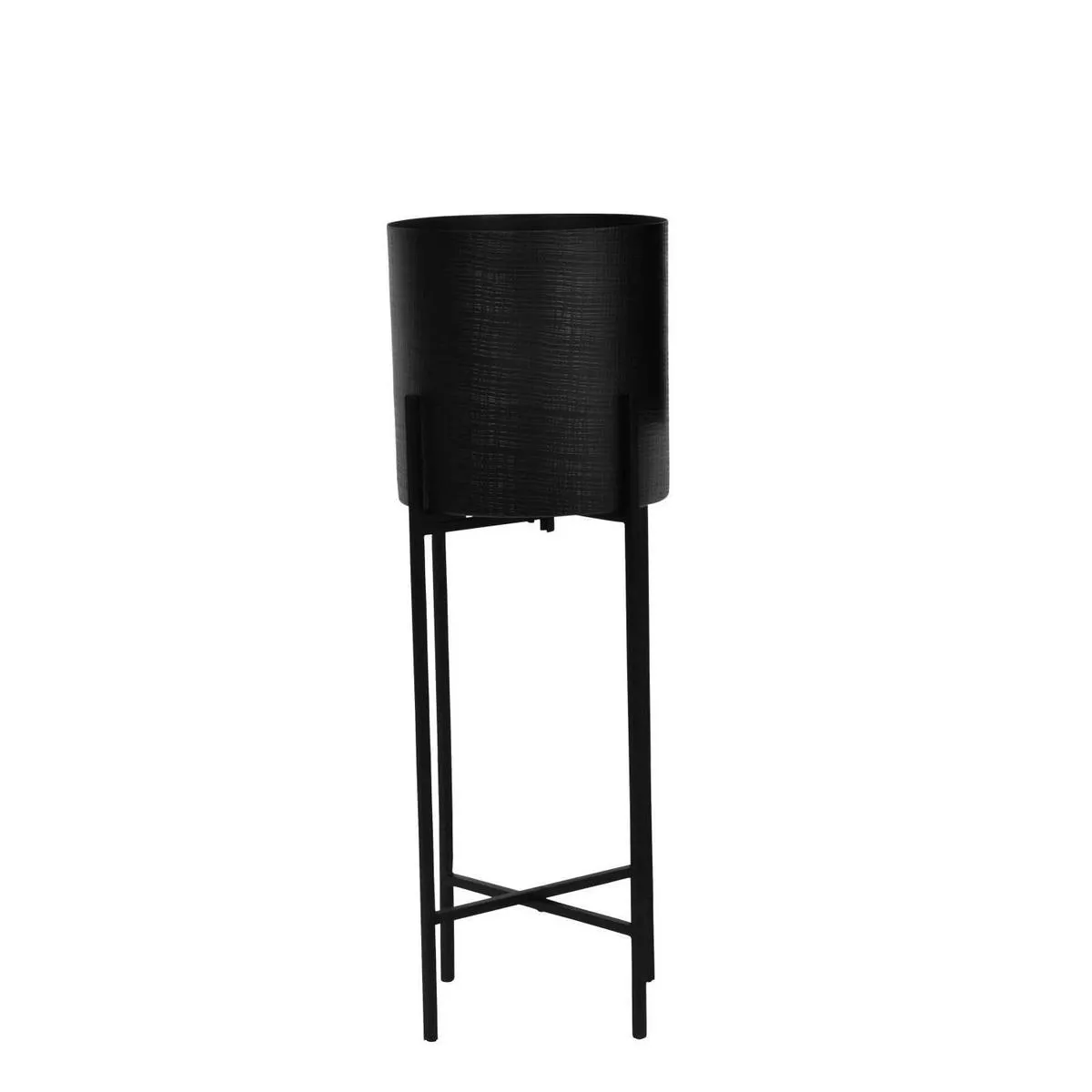 Clyde Floor Standing Matt Black Planter on Black Stand