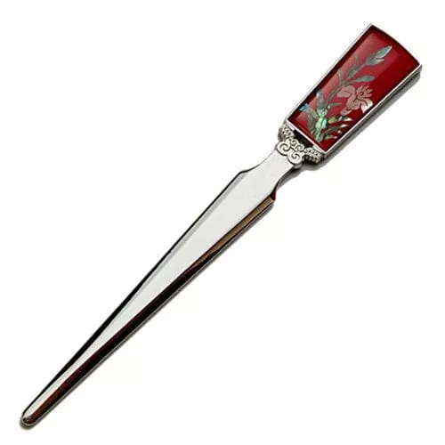 A Collector’s Gift: Mother of Pearl Letter Opener Red Orchid Design
