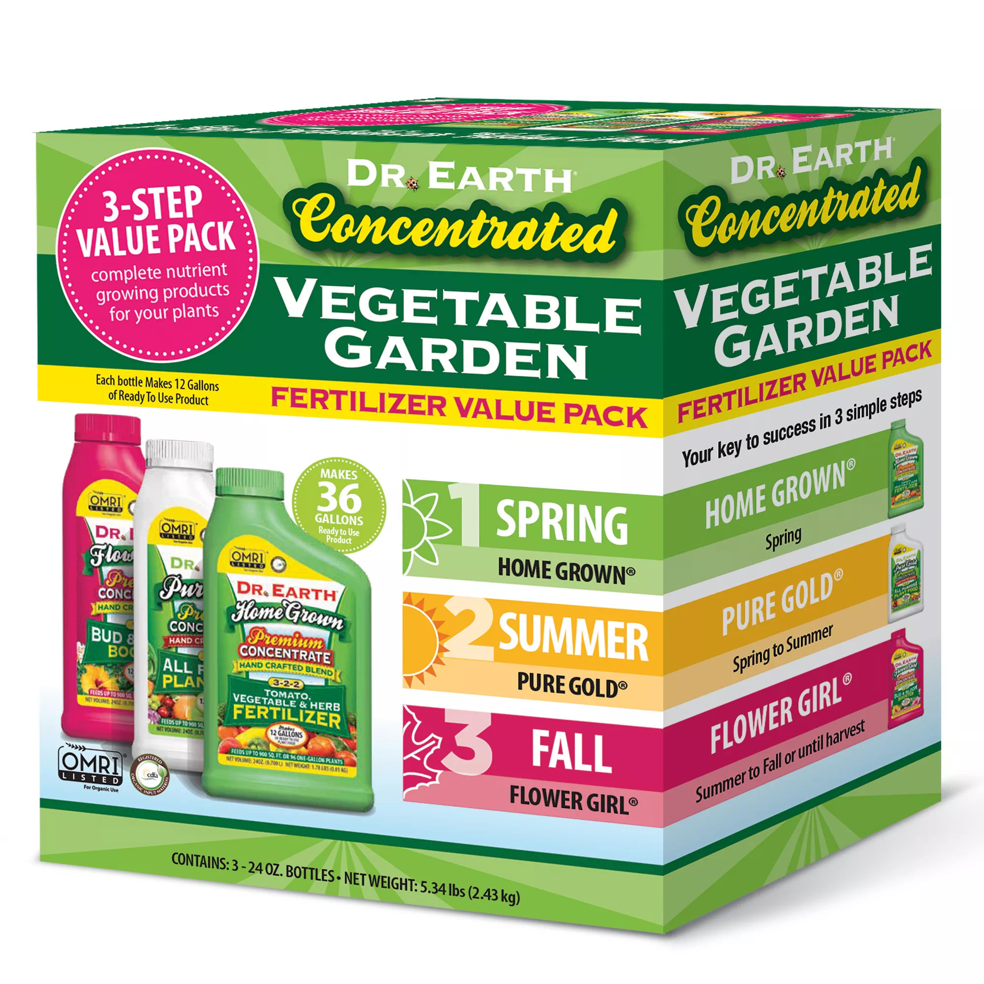 Dr. EarthOrganic and NaturalVegetable Garden3-Step Fertilizer Kit