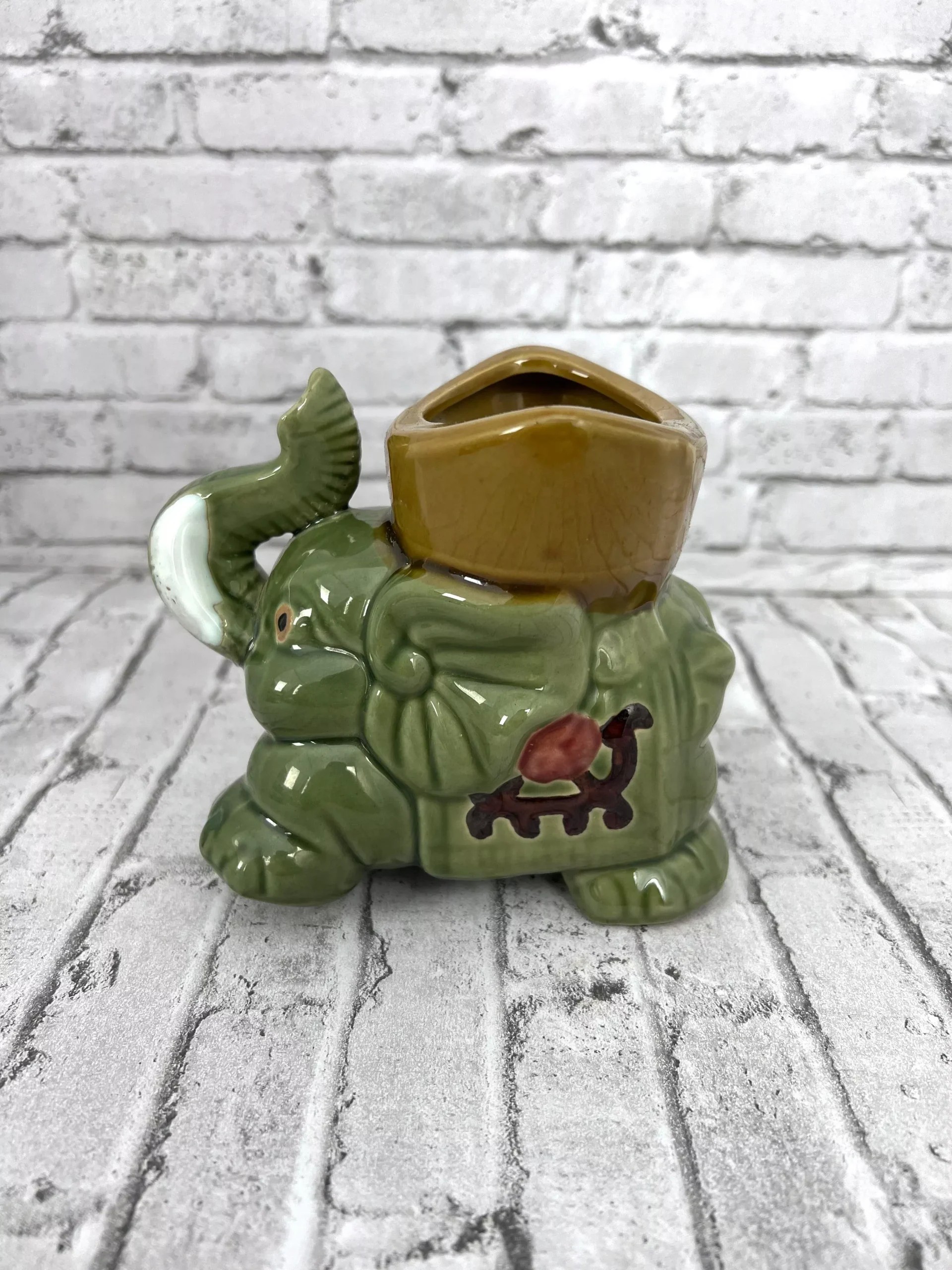 Elephant Figurine Ceramic Planter – Whimsical Sculptural Garden Pot