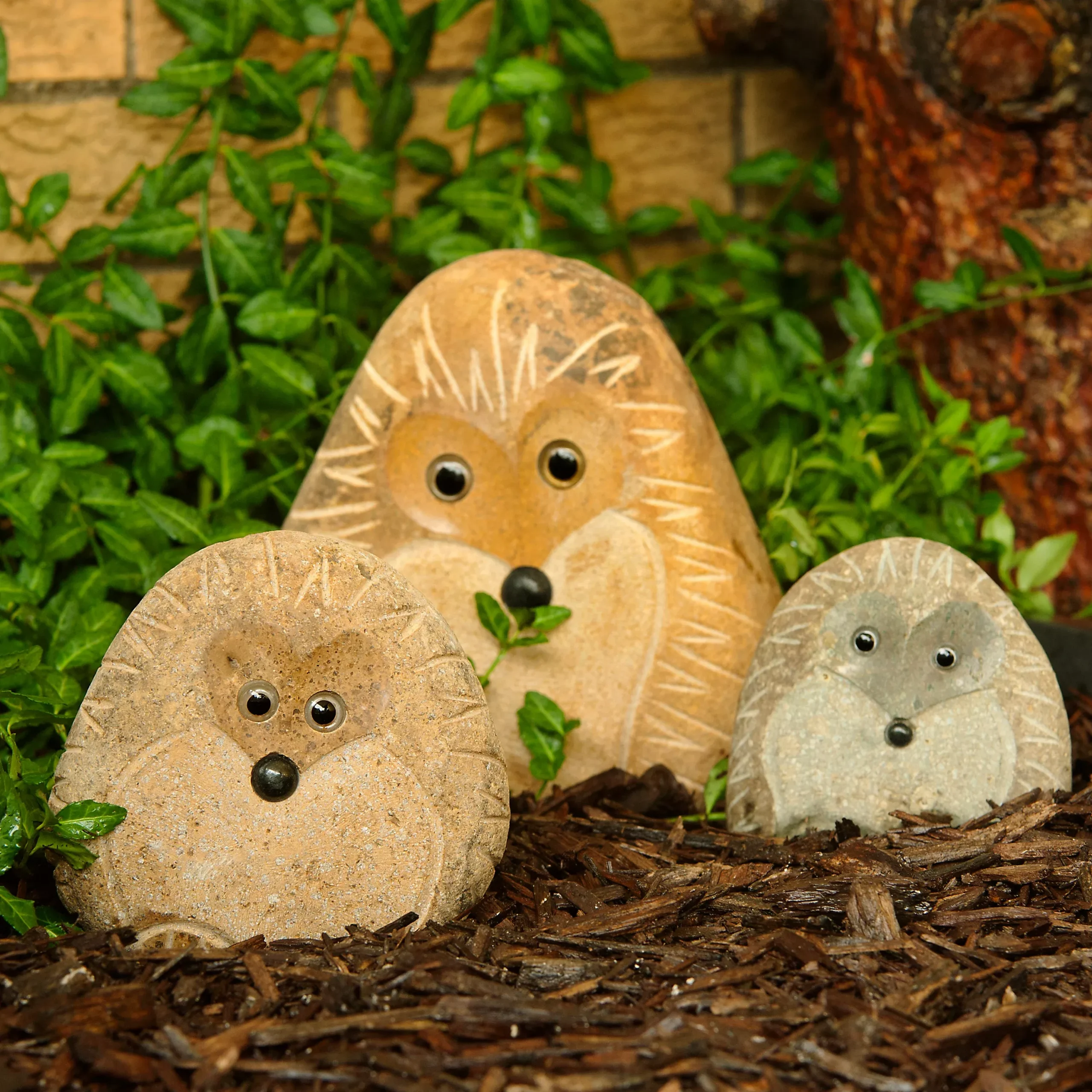 Family of Boulder Standing Hedgehogs 3 Pcs 4″6″8″