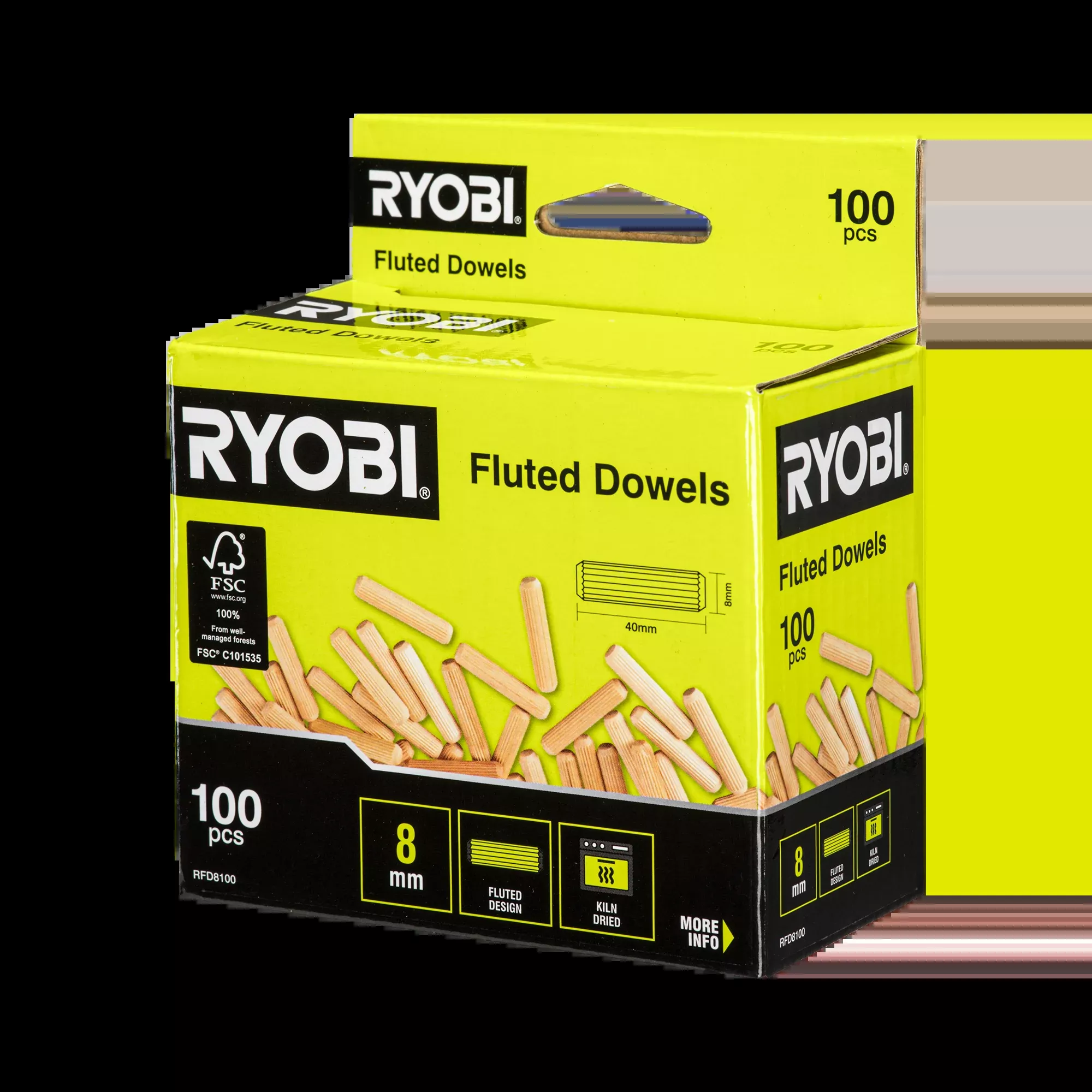 Fluted Dowell 8mm 100pk