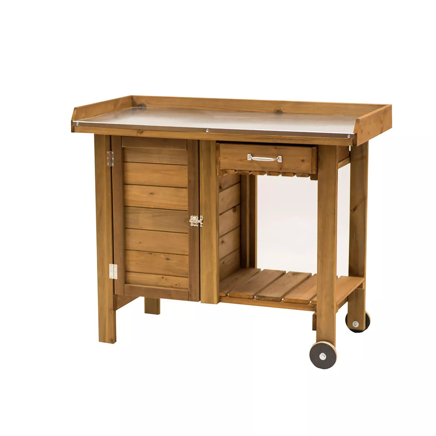 Gardener’s Table with Wheels Cabinet and Drawer