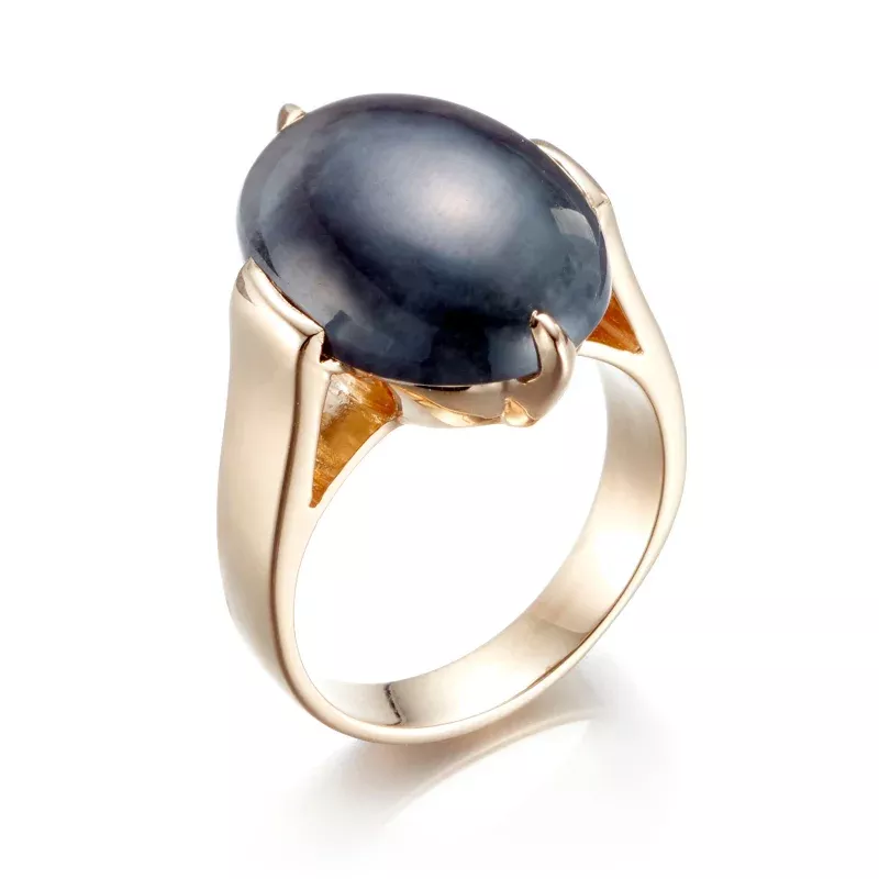 Gray Jade Cabochon Ring