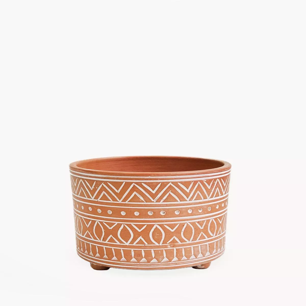 Hand Etched Terracotta Pot – Small