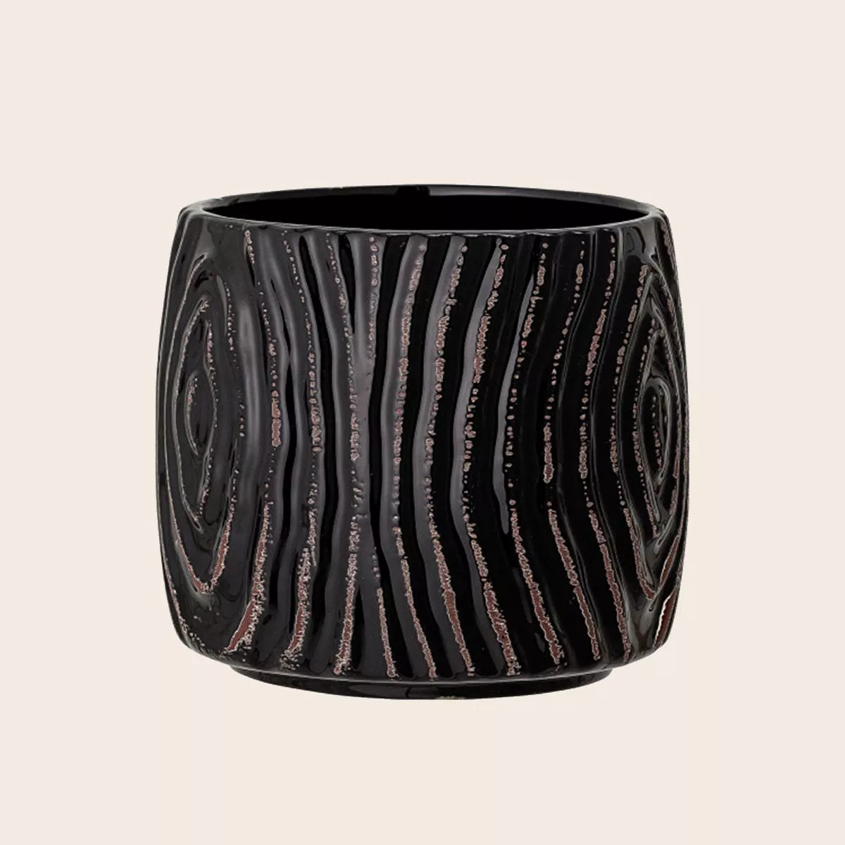 Hena Black Stoneware Pot