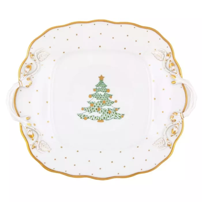Herend Christmas Tree Square Cake Plate – Green