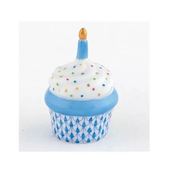 Herend Cupcake with Candle – Blue