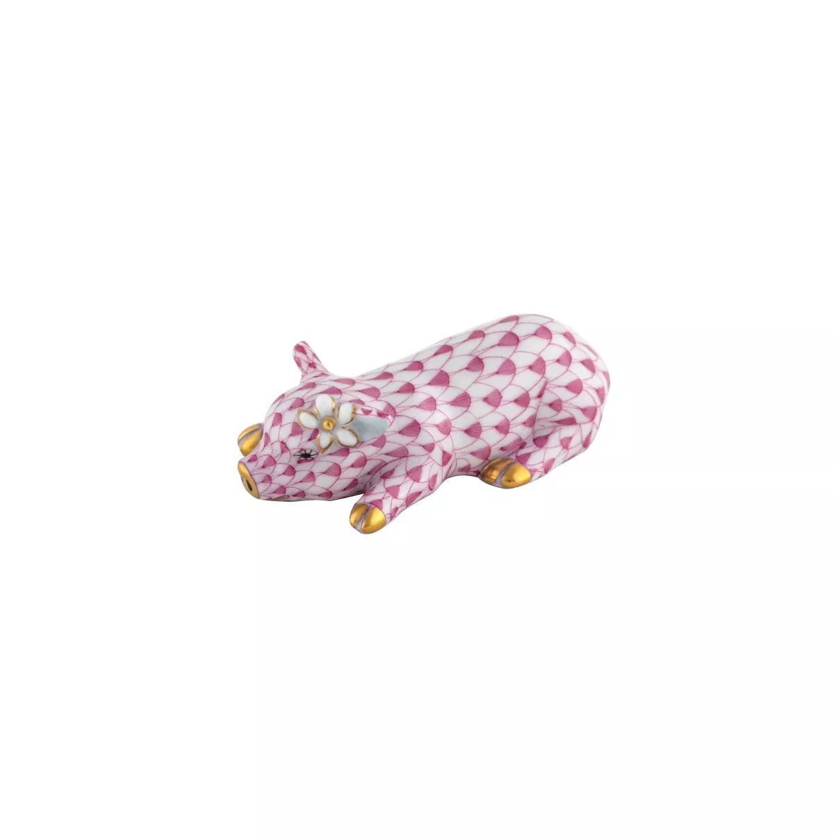 Herend Daisy the Pig Figurine – Raspberry