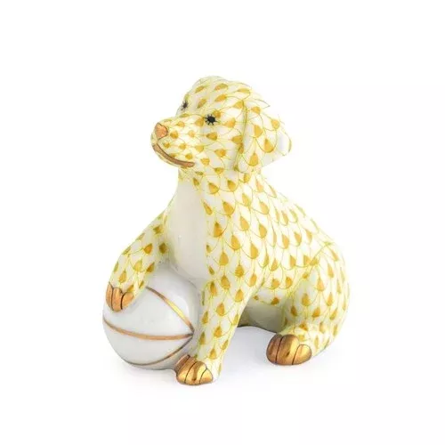 Herend Dog With Ball – Butterscotch