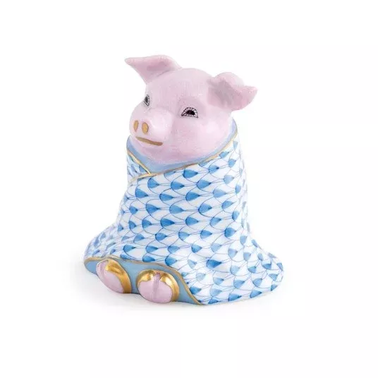 Herend Pig In A Blanket – Blue