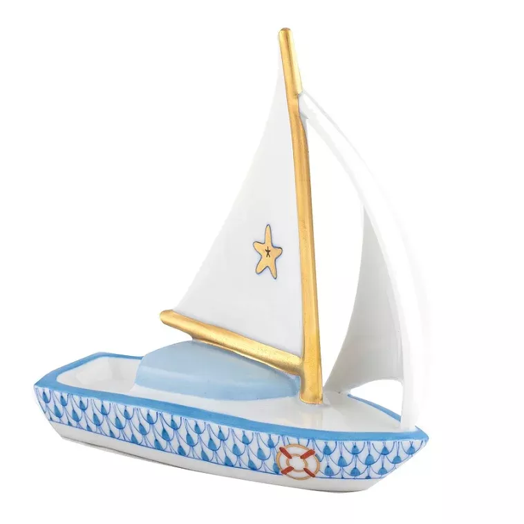 Herend Sailboat At Sea – Blue