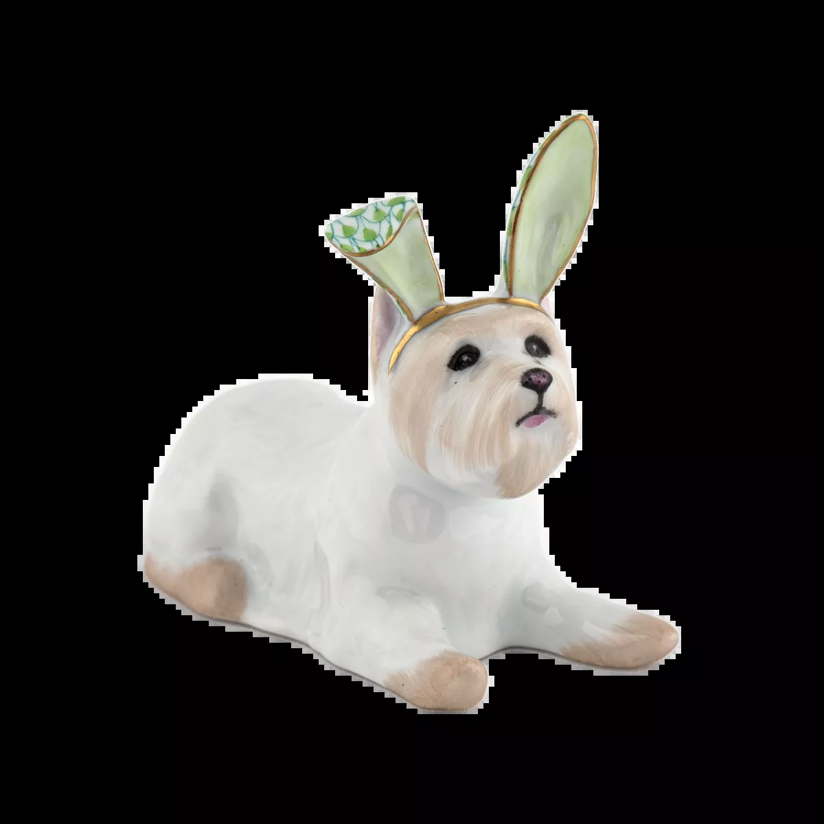 Herend Westie with Bunny Ears – Key Lime
