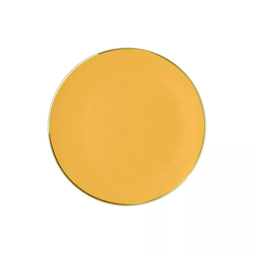 Luxe Party Yellow and Gold Round Plastic Salad Plates