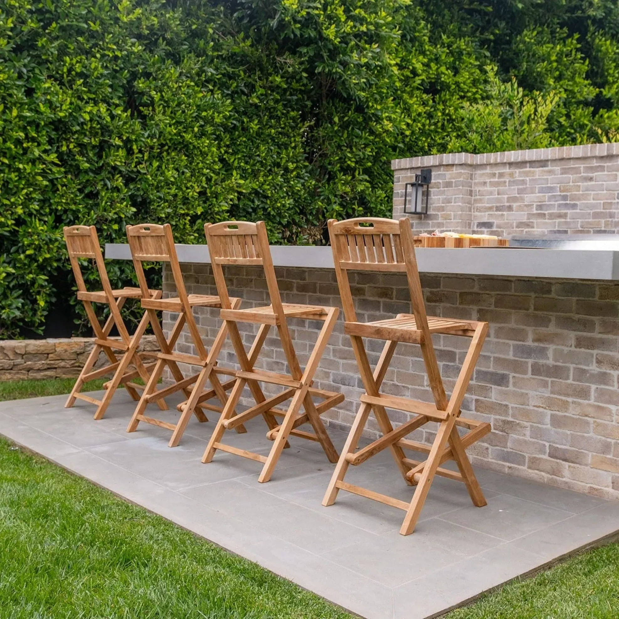 Natural Teak Emmett Outdoor Folding Bar Stool