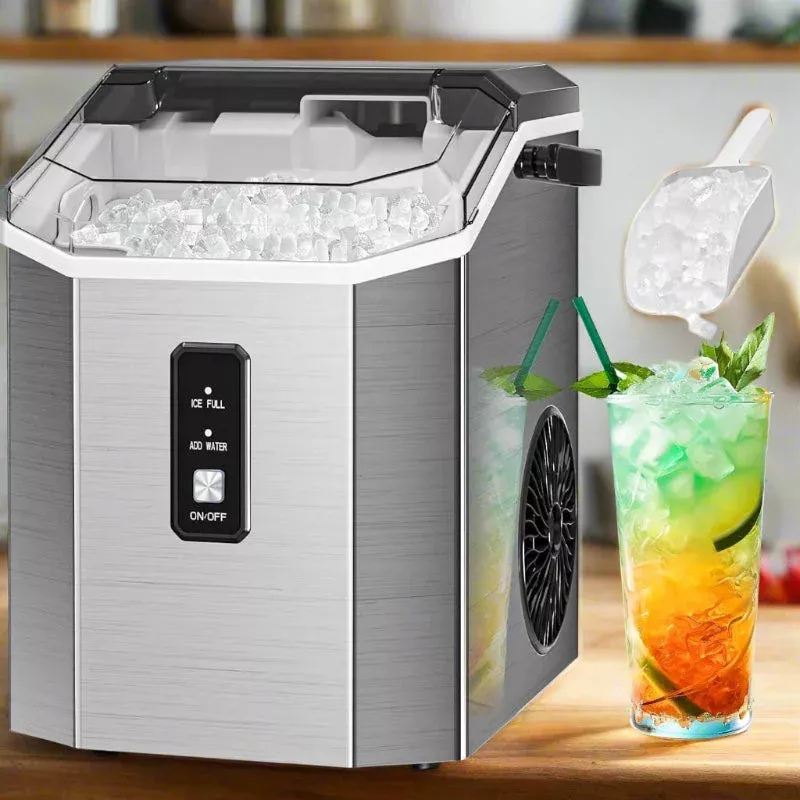 Nugget Ice Maker Countertop with Self-Cleaning, 35lbs /24H, Portable Sonic Ice Machine