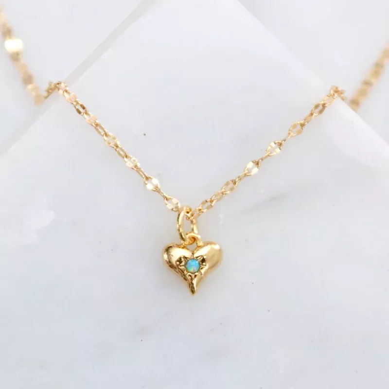 Opal Dainty Heart Necklace