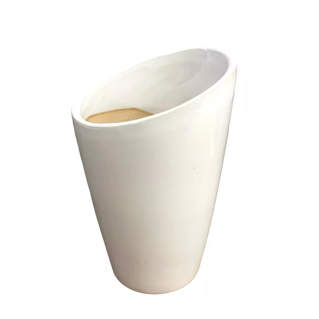 Oval Opening Ceramic Planter – Unique Shape Decorative Garden Pot