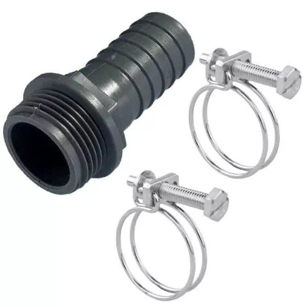 Pisces 32mm 1.25” Male Hosetail Connector with Compatible Clips