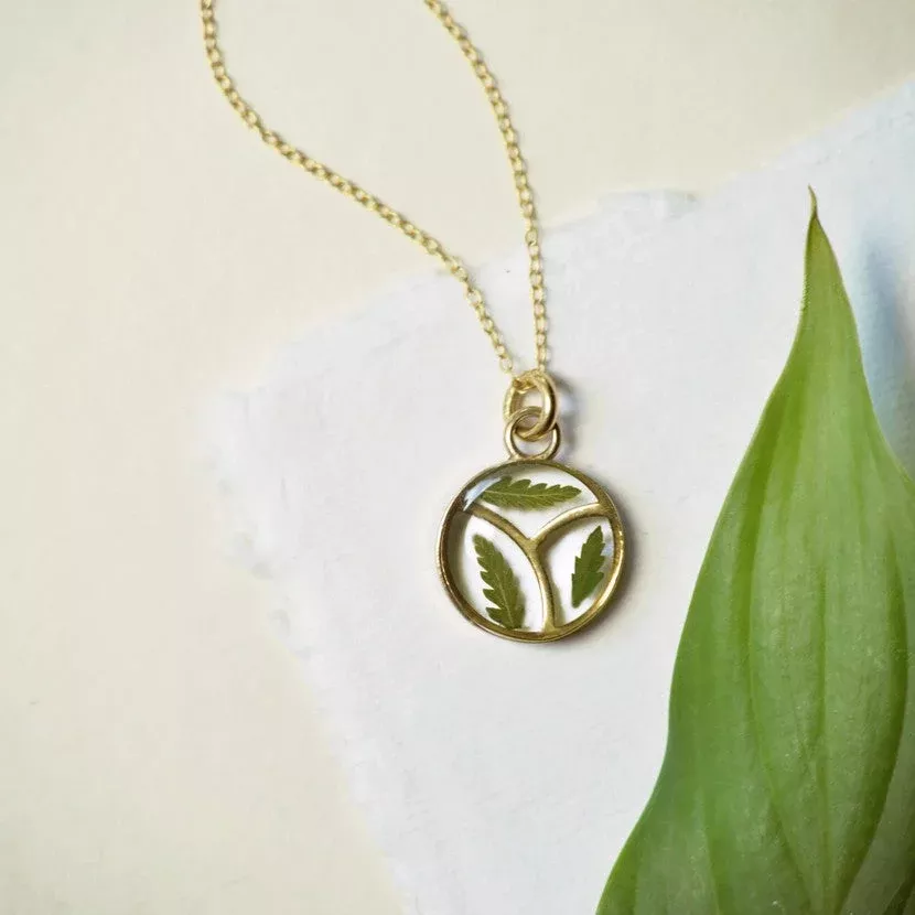 Pressed Fern Petals Necklace