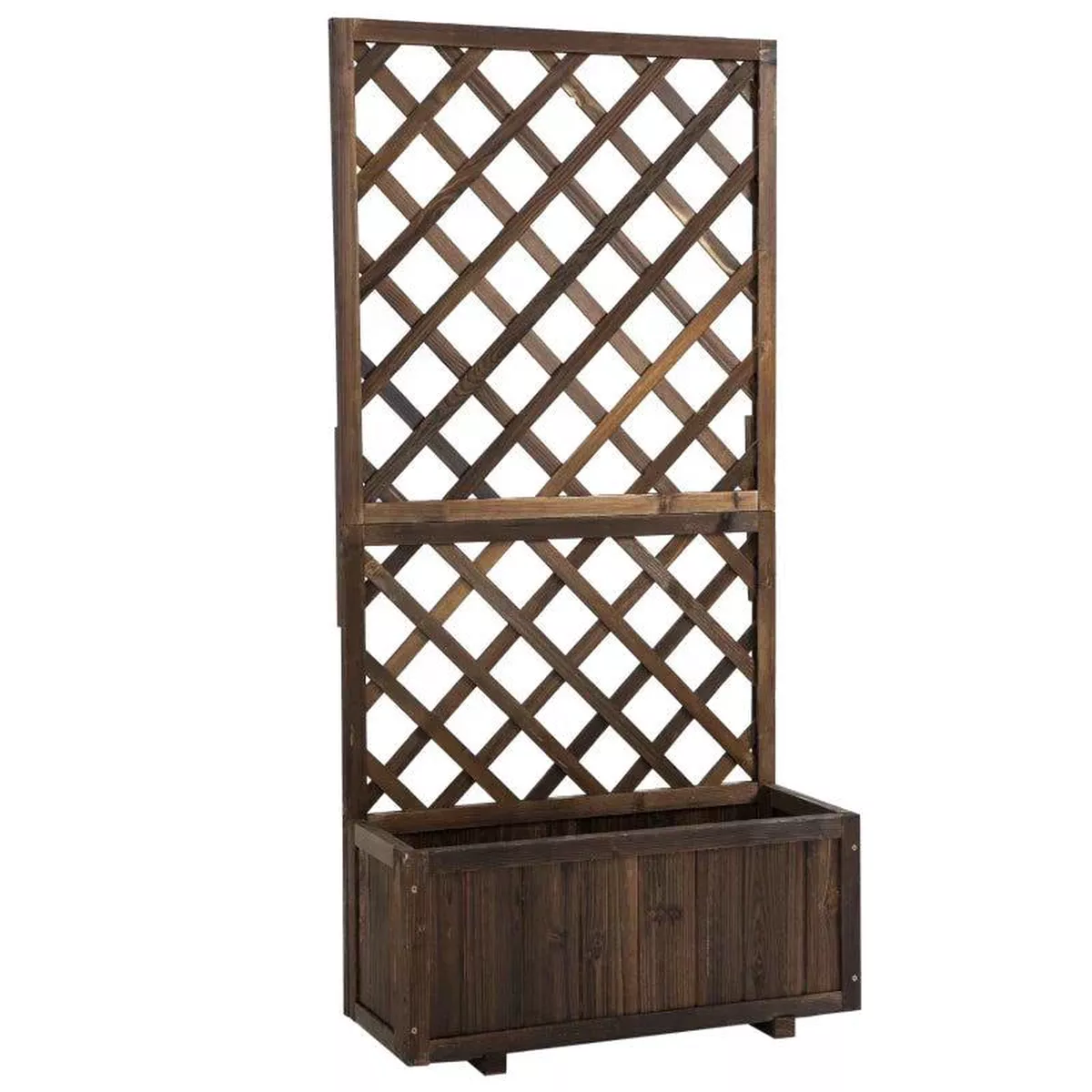Rootz Raised Bed 8211 Plant Box With Trellis 8211 Flower Box 8211 Trellis Rose Arch With Climbing Aid For Climbing Plants 8211 Wood 8211 Brown 8211 725 x 315 x 1495 cm