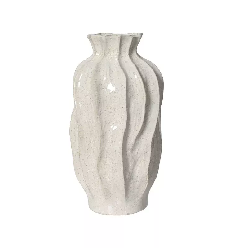 Sculpted Stoneware Wave Vase
