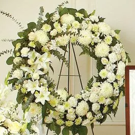 Serene Blessing Standing Wreath White