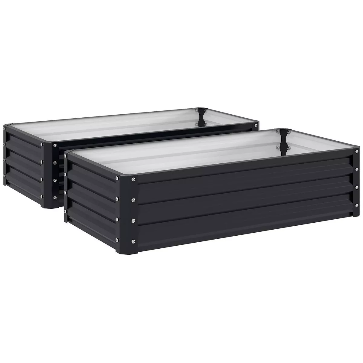 Set of 2 Raised Garden Beds for Vegetables and Herbs Ideal for Patio or Balcony Grey