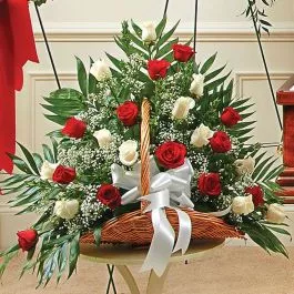 Sincerest Sympathies Fireside Basket-Red & White