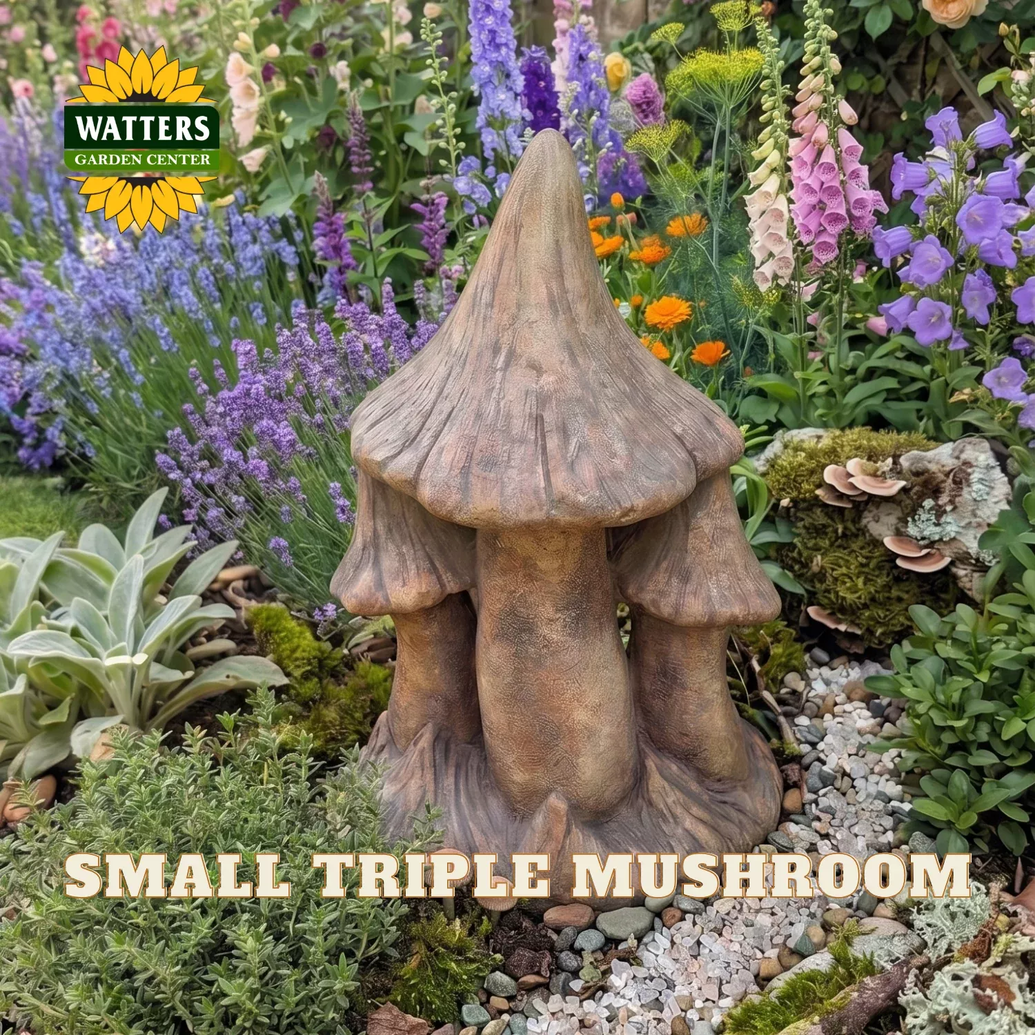 SMALL TRIPLE MUSHROOM 14"TALL