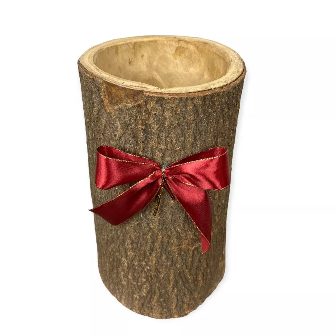 Stunning Wooden Trunk Planter – Rustic Log-Style Decorative Garden Planter