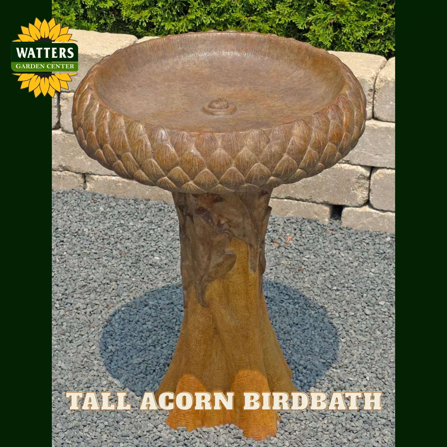 TALL ACORN BIRDBATH