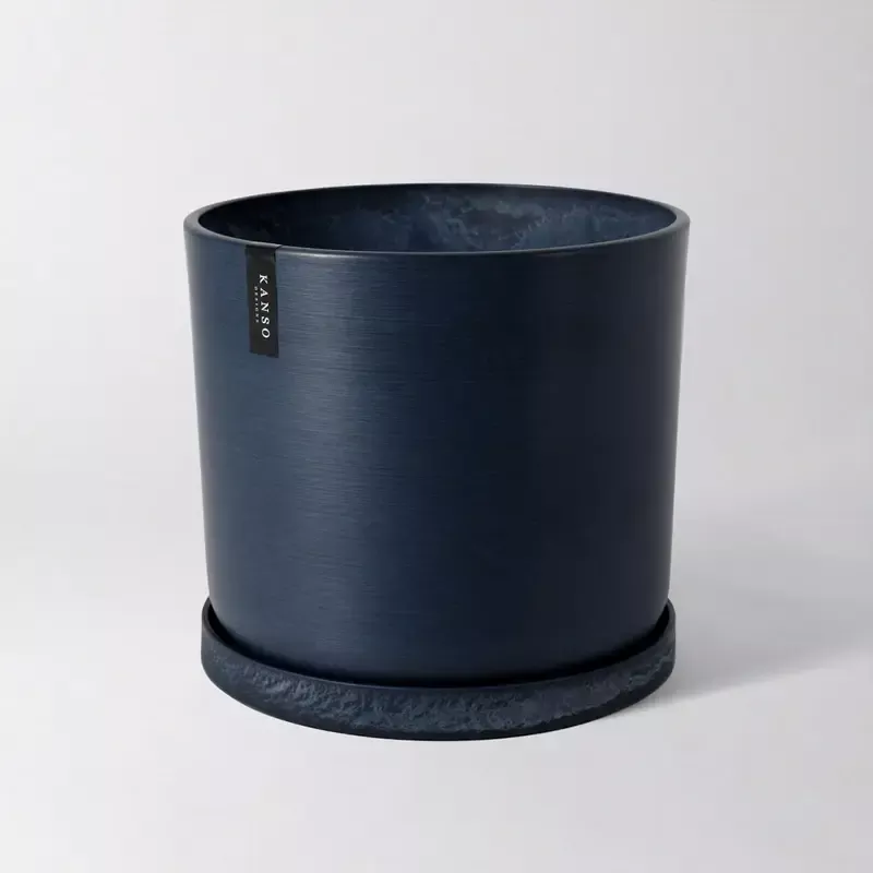 Upcycled Signature Stone Planter Pot & Saucer 12 Inch