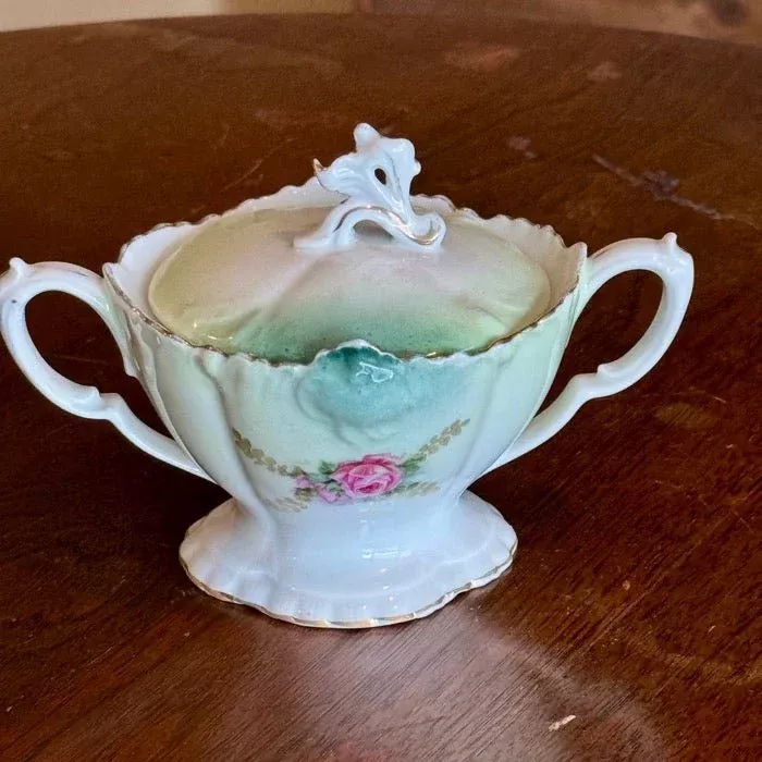 Vintage Rose Ceramic Sugar Bowl | RS Prussia