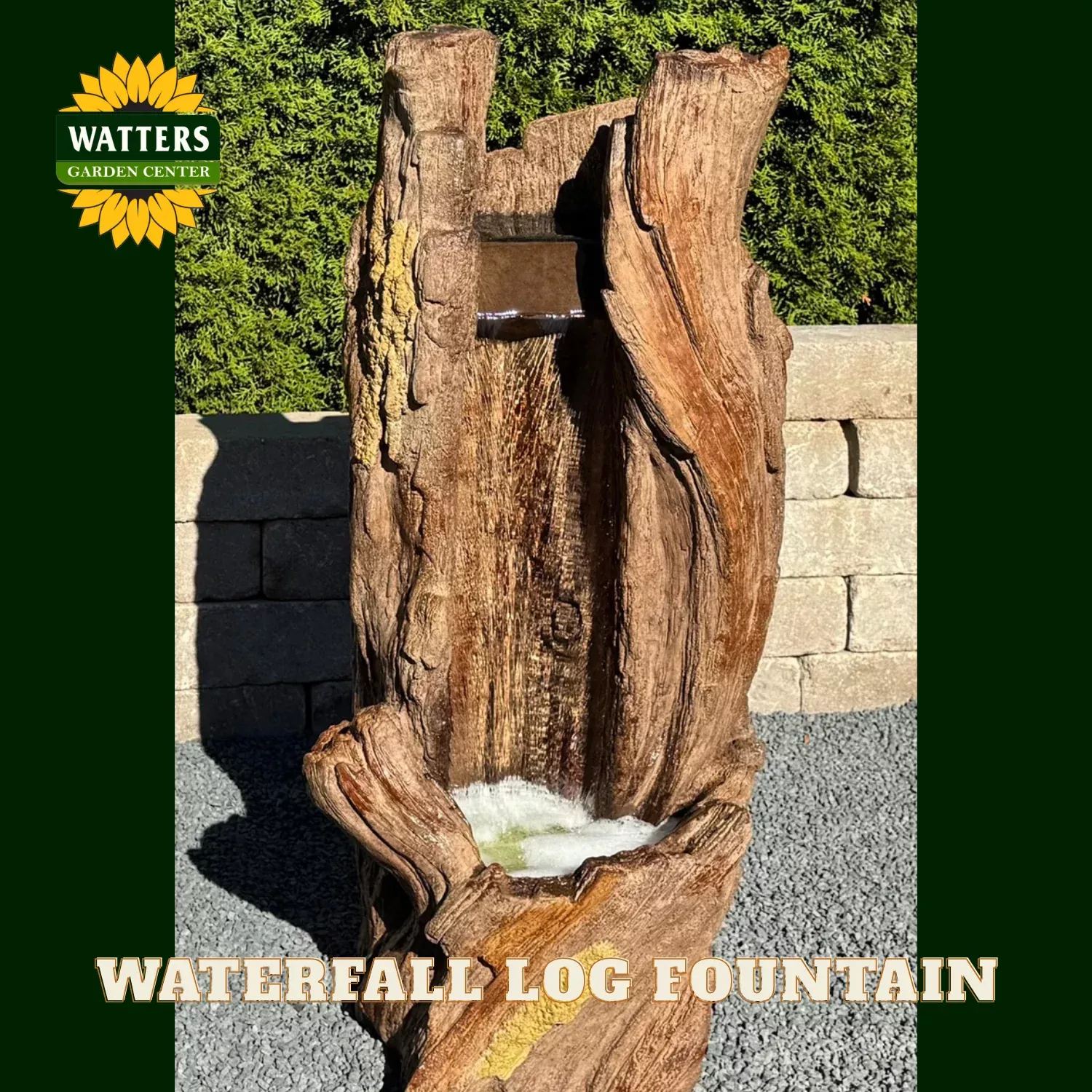 WATERFALL LOG FOUNTAIN