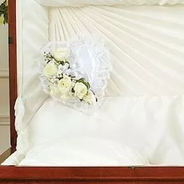 White Satin Heart Casket Pillow